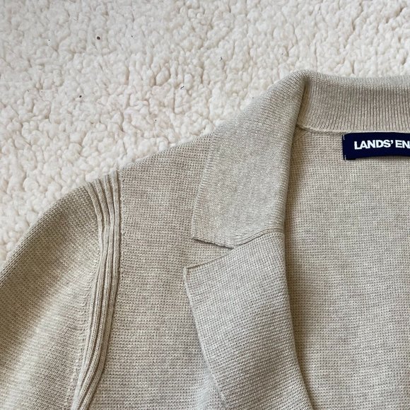 Lands' End Women's Fine Gauge Cotton Button Front Blazer Sweater, W15, NWT - Picture 2 of 5